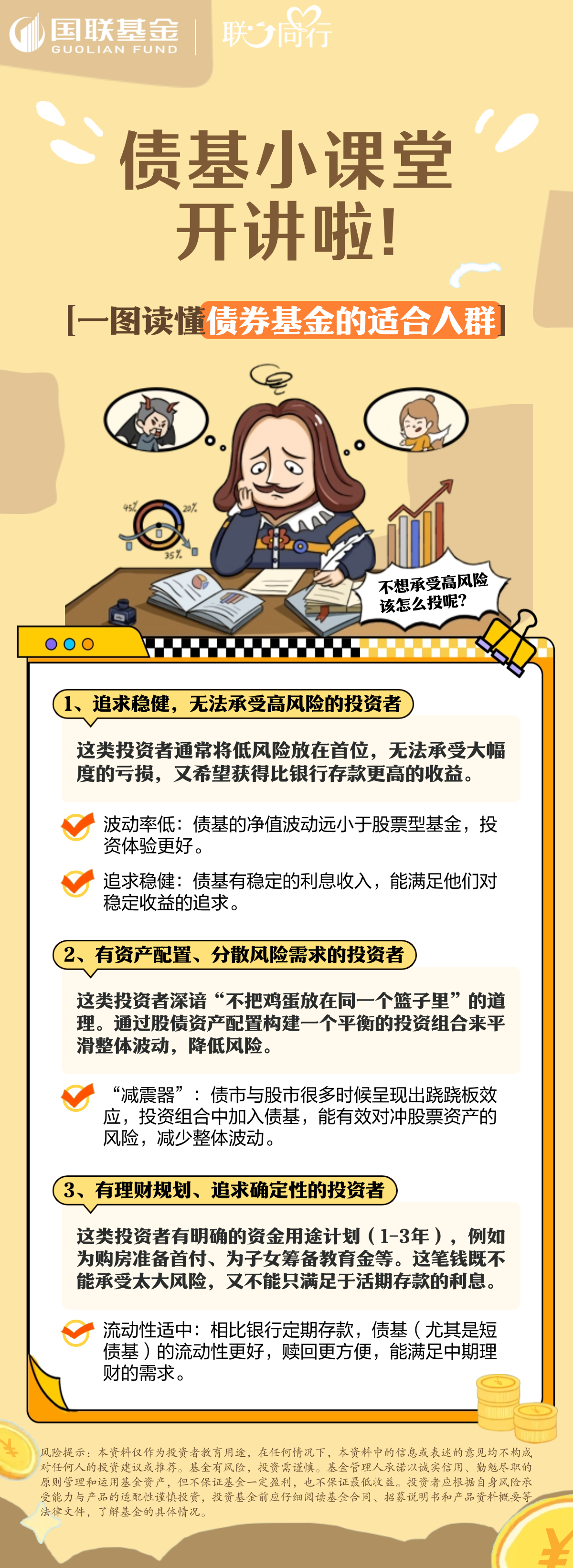 国联基金|债基小课堂：一图读懂债券基金的适合人群